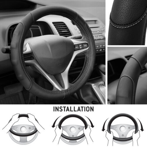 Soft & Smooth PU Leather Steering Wheel Cover for Honda Civic 2007-2012 - Gray