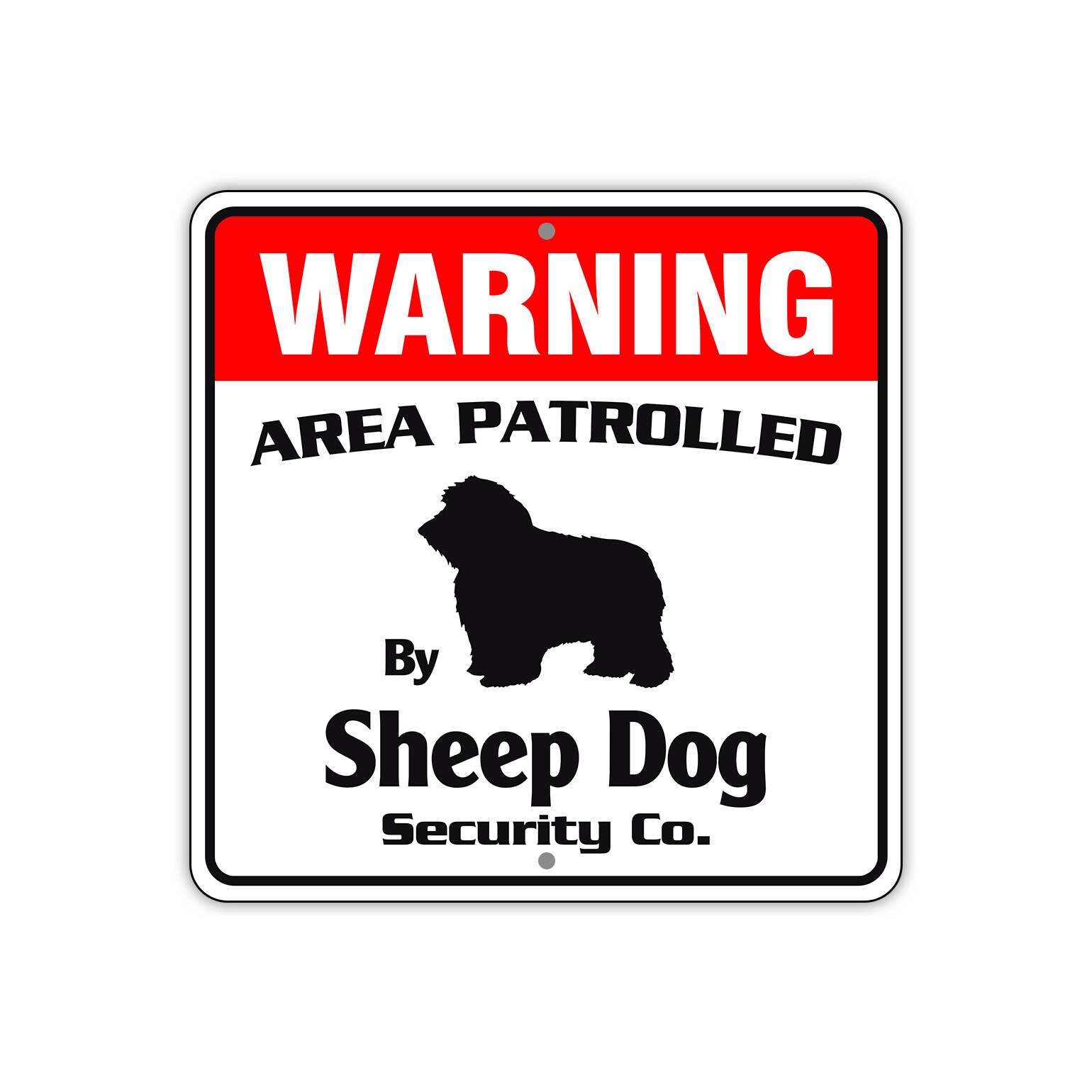 Warning Area Patrolled By Sheep Dog Safety Novelty Aluminum Metal Sign 12"x12"
