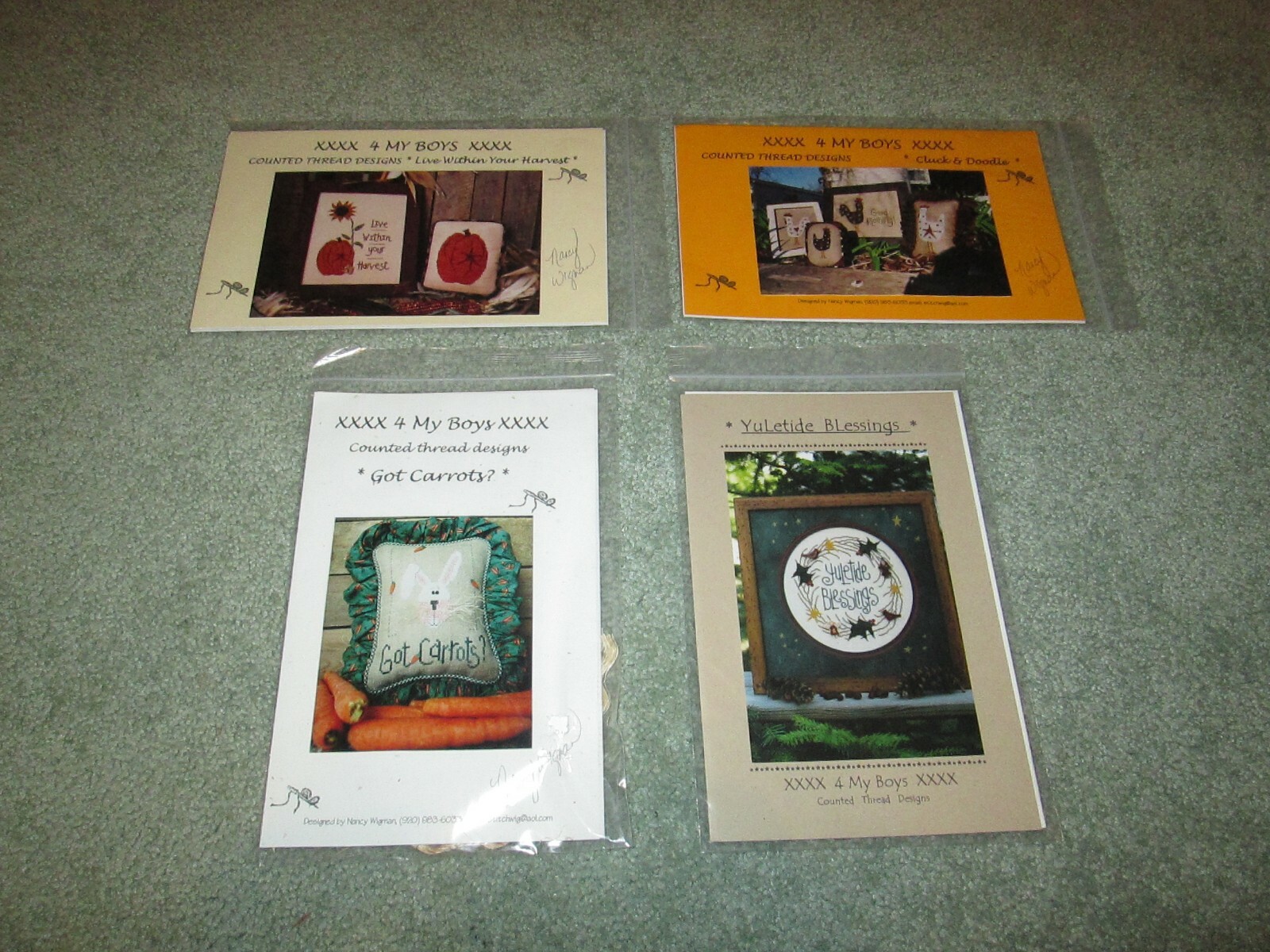 NEW "4 MY BOYS" CROSS STITCH CHART PACK : WHEN IN DOUBT...LOOK UP SNOWMAN