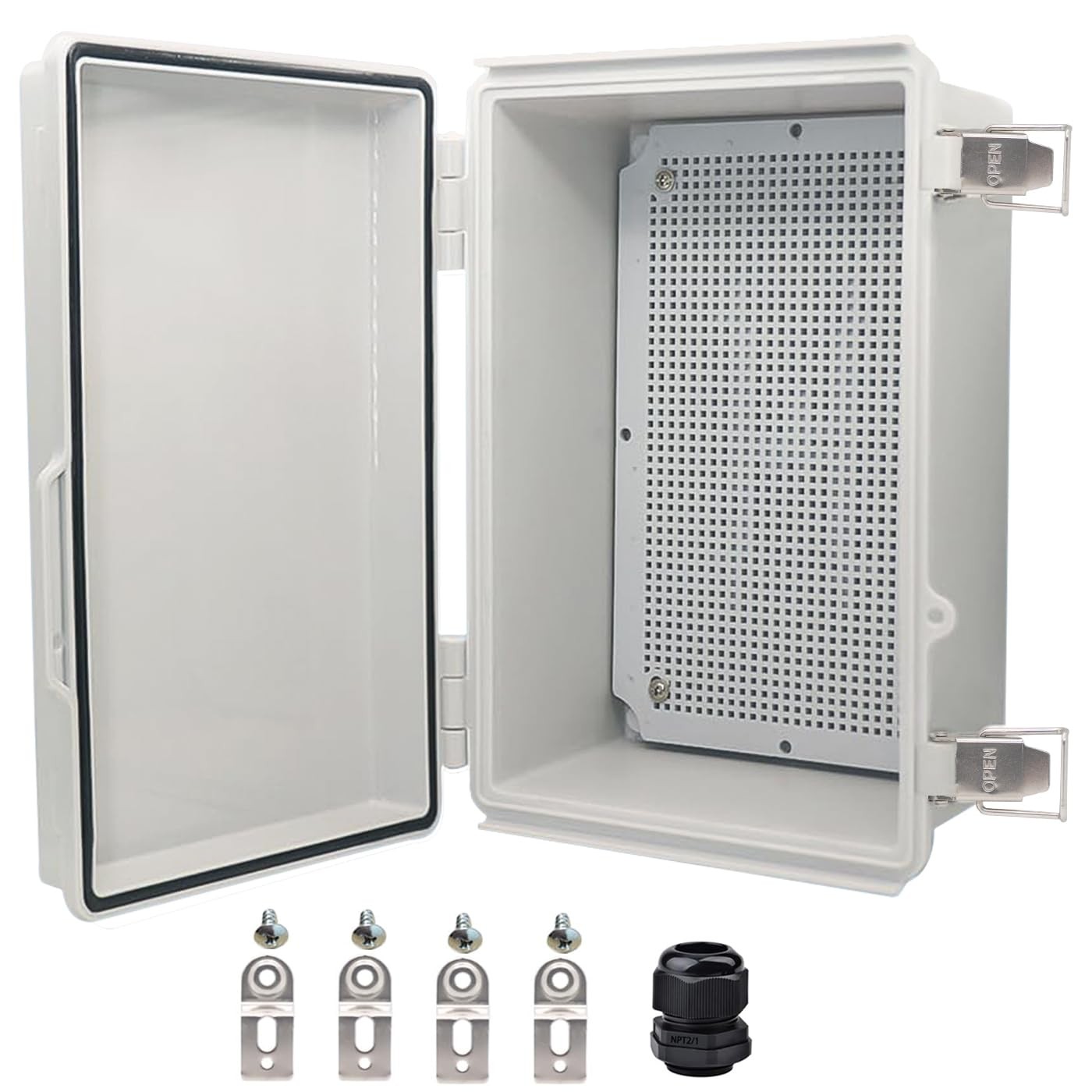 Waterproof Electrical Box, IP67 Junction Box Stainless Steel Latch Hinged Gre...