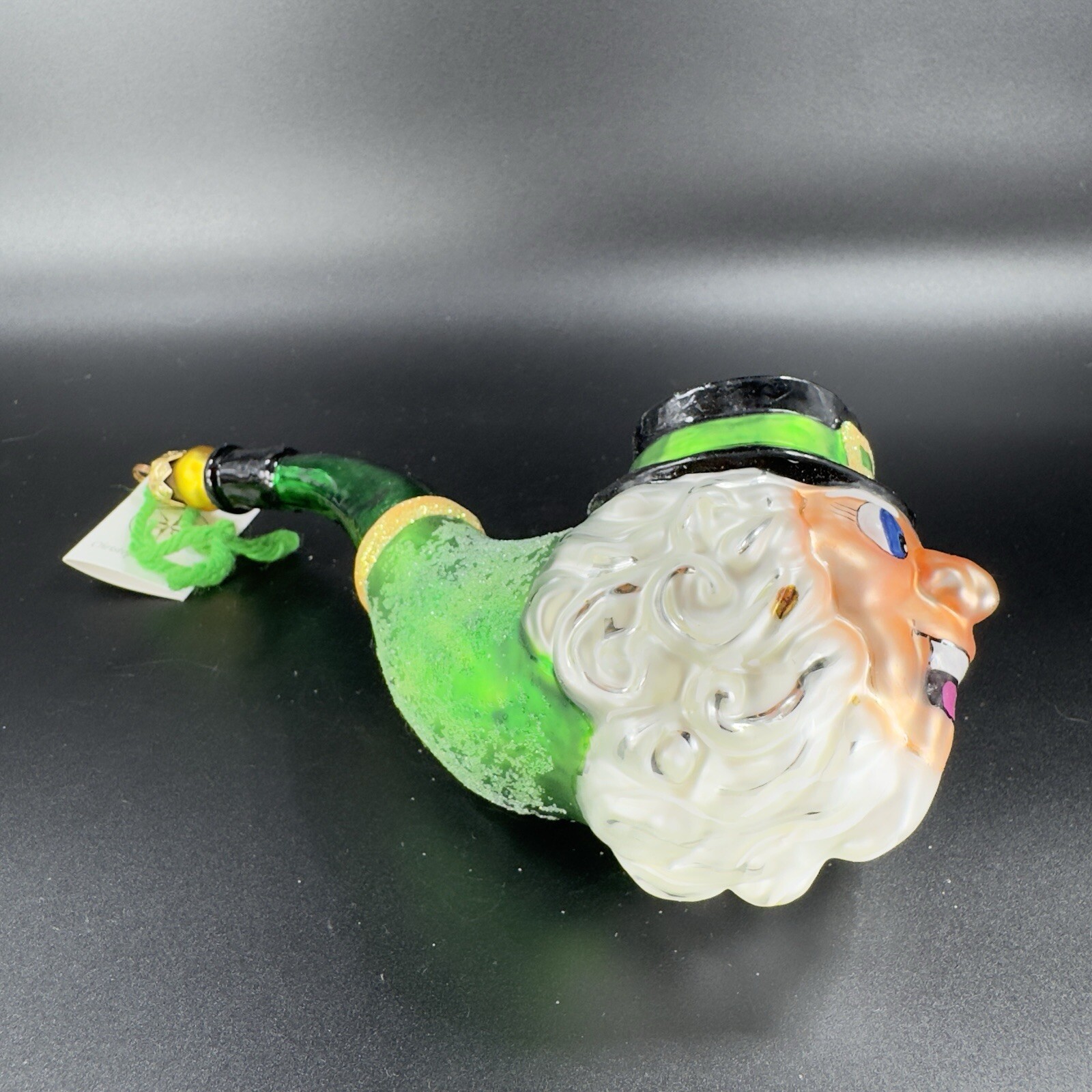 Christopher Radko Lucky Pipe Ornament Leprechaun Irish St Patricks W Sticker