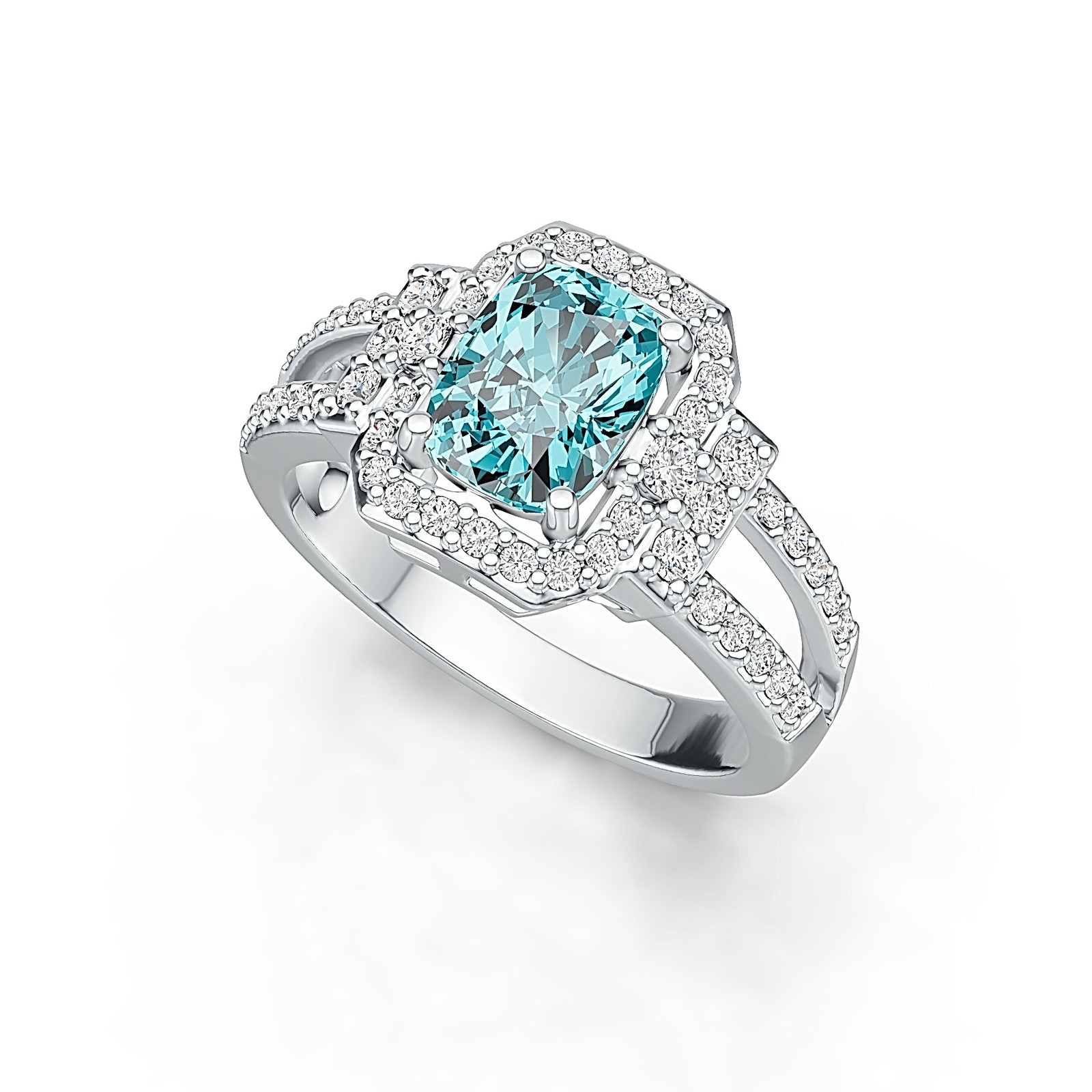 Sterling Silver Semi Mount Ring Setting Cushion CU 8X6mm with White Topaz