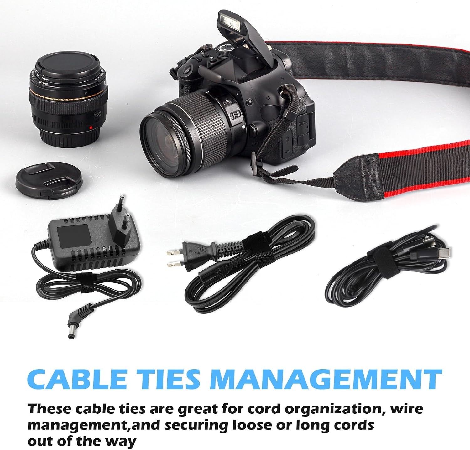 70 PCS Reusable Cable Ties for Wire Management, Hook Loop Straps & Organizers