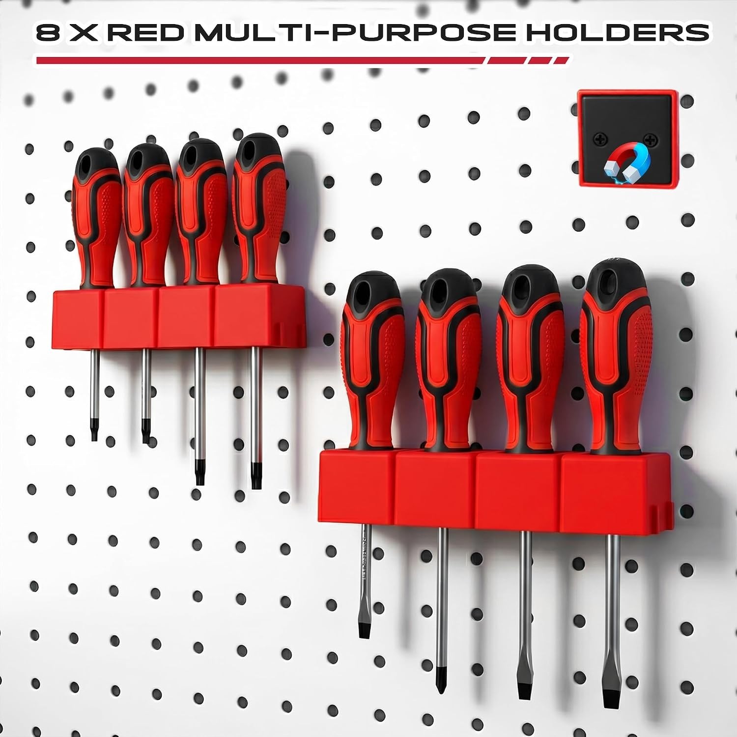 18PCS Magnetic Tool Organizer Set, Includes 8 Screwdriver Holders, 2 Large Wr...