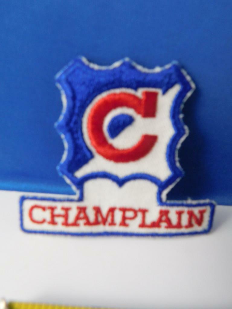 CHAMPLAIN OIL GAS VINTAGE PATCH HAT VEST BADGE ADVERISING SNOWMOBILE RACE LUBE