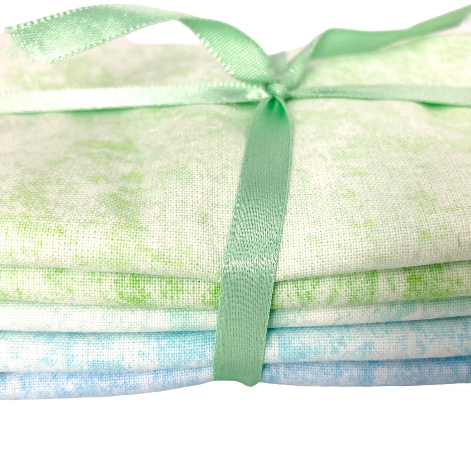 Green and Blue Pastels Fat Quarter Bundle of five Quilters Fabric 100% cotton