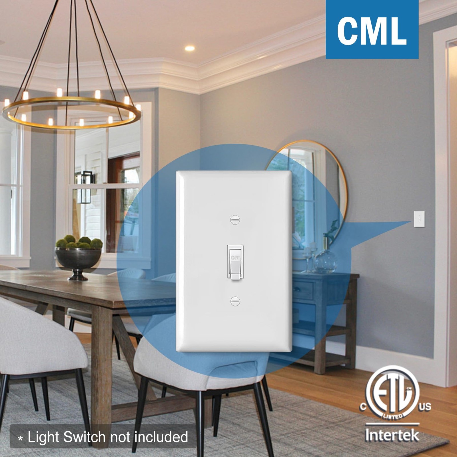 CML Jumbo Toggle Light Switch Wall Plate, 20 Pack Oversized Light Switch Cove...