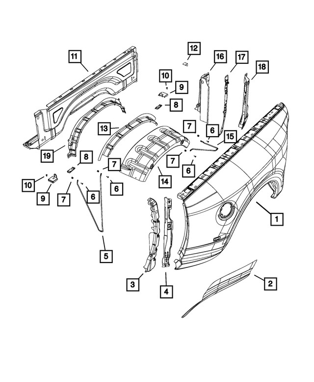 Genuine Mopar Box Side Brace Left 68106099AA