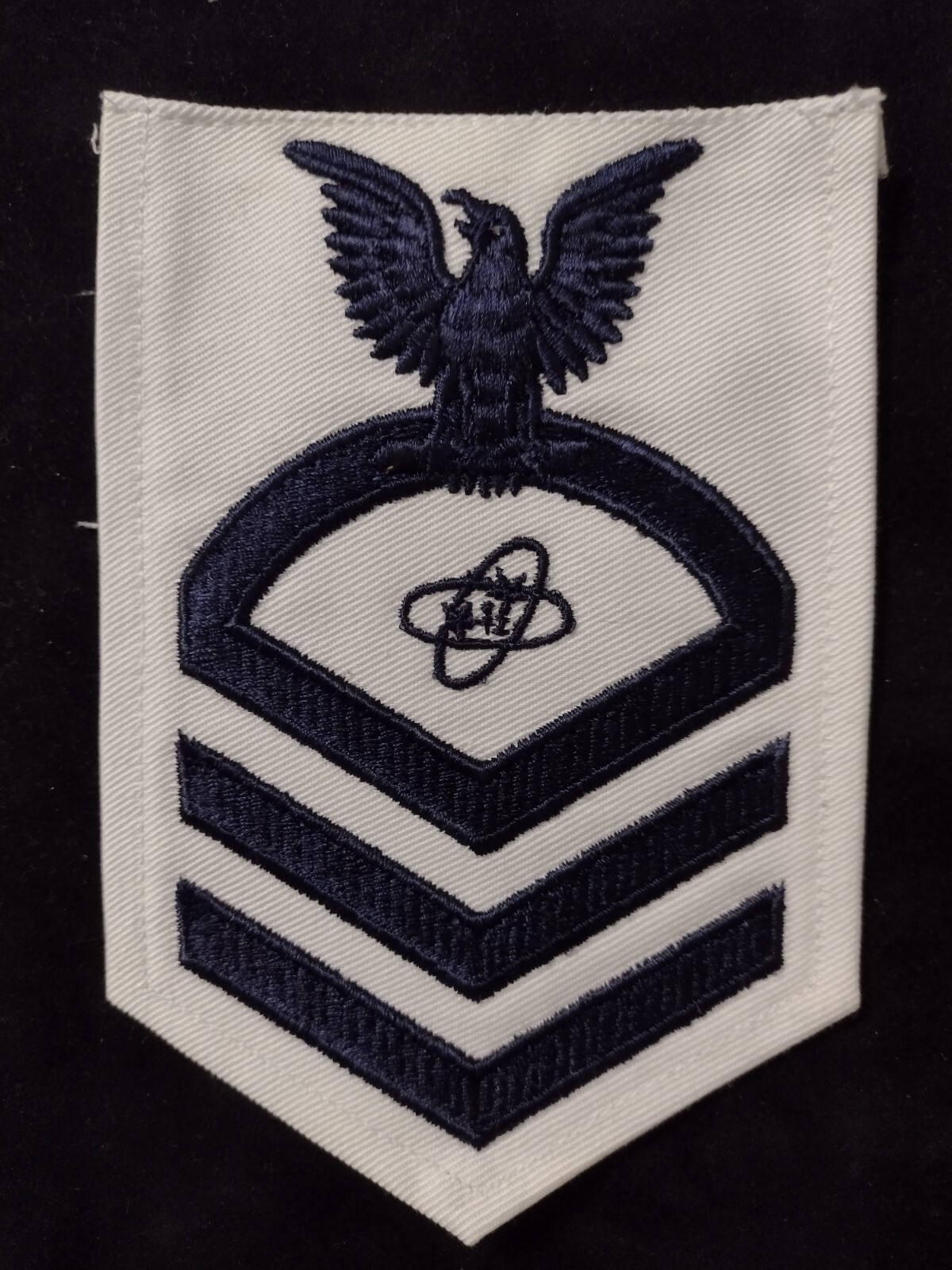 ETC ELECTRONICS TECHNICIAN RATING BADGE CPO E-7 BLACK ON WHITE
