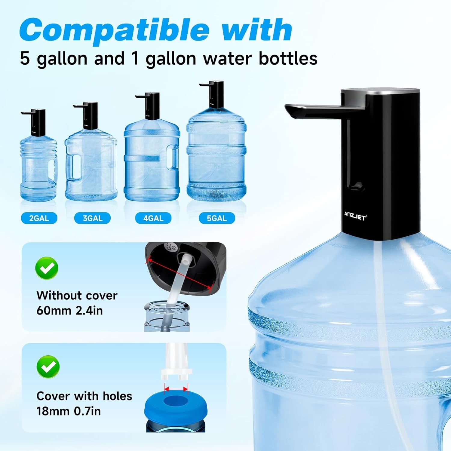 Water Dispenser for 5 Gallon Bottle with Digital Display, 4 Dispense Modes, P...