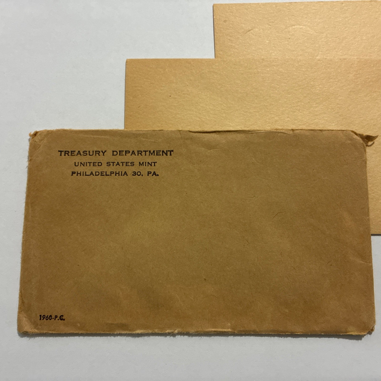 1960 US Mint Uncirculated Set ENVELOPE - REPLACEMENT ENVELOPE - NO COINS