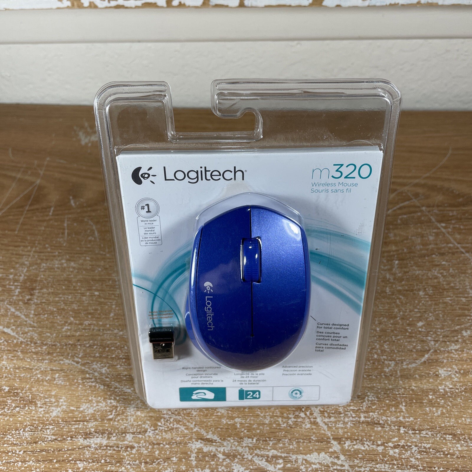 Brand New Logitech M320 Comfort Plus Wireless Mouse Blue 910-004353