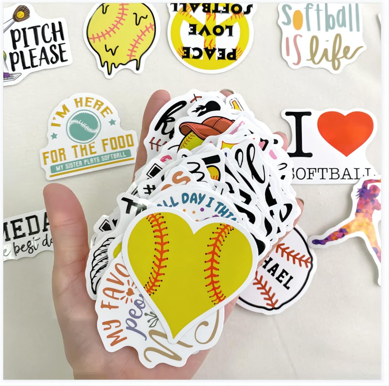 Softball Stickers 100PCS Baseball Accessories, Softball Gifts for Girls and Teen