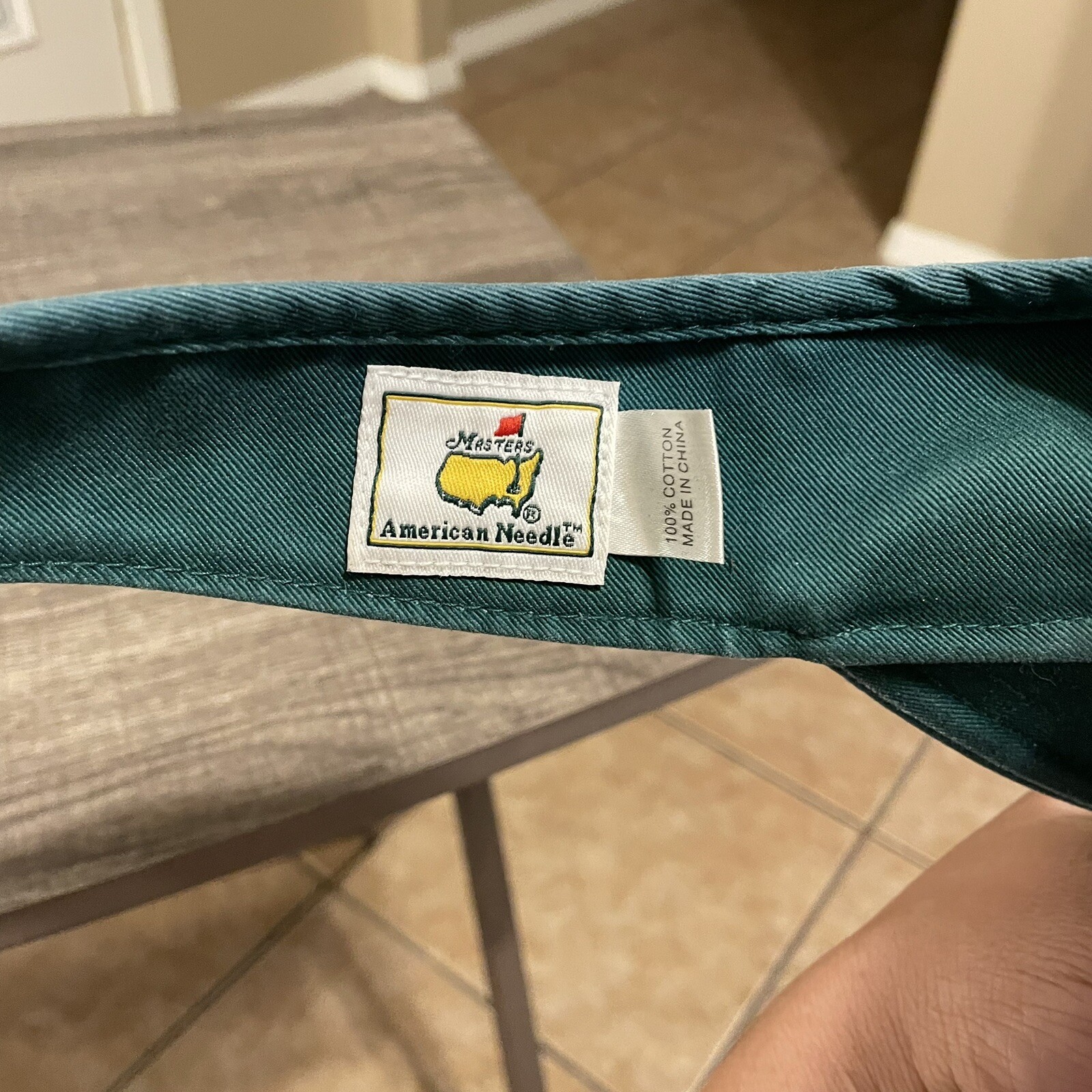 Masters Golf American Needle Adjustable Strap Green Visor Hat Augusta
