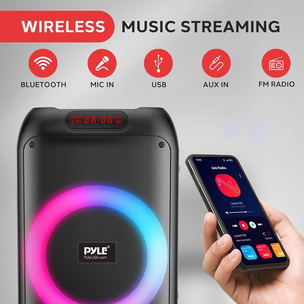 Pyle 100 Watt Portable BT Party Speaker w/ Built-in Rechargeable Battery