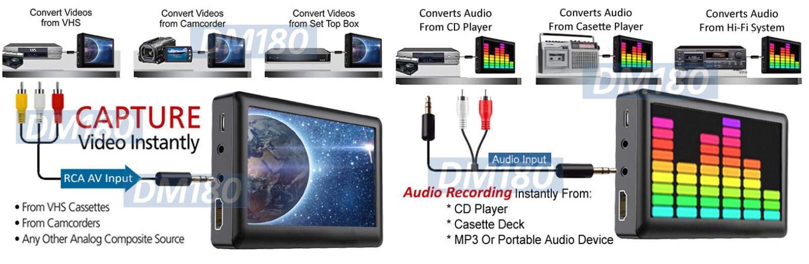 Portable Digital Video Recorder Player W/ HD 1080P RCA AV Output 4.3" LCD Screen