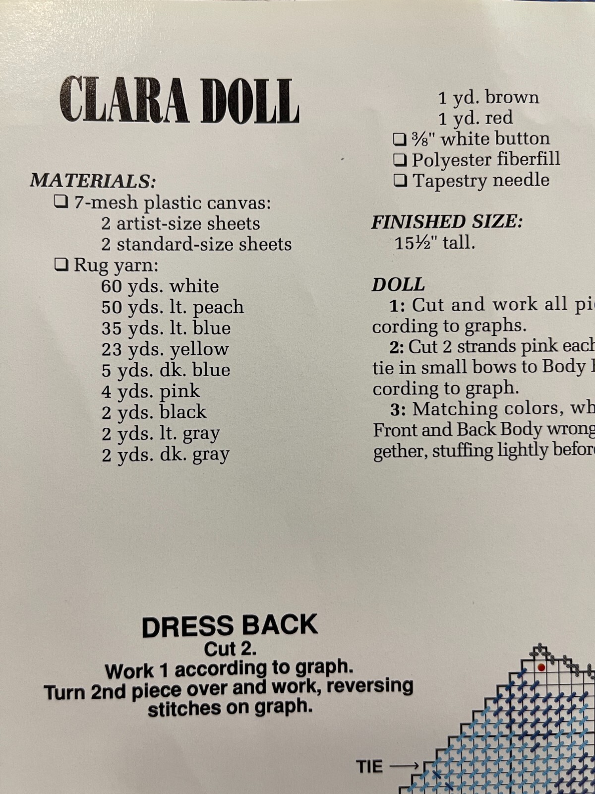 Clara Doll Plastic Canvas Pattern Annie's Club