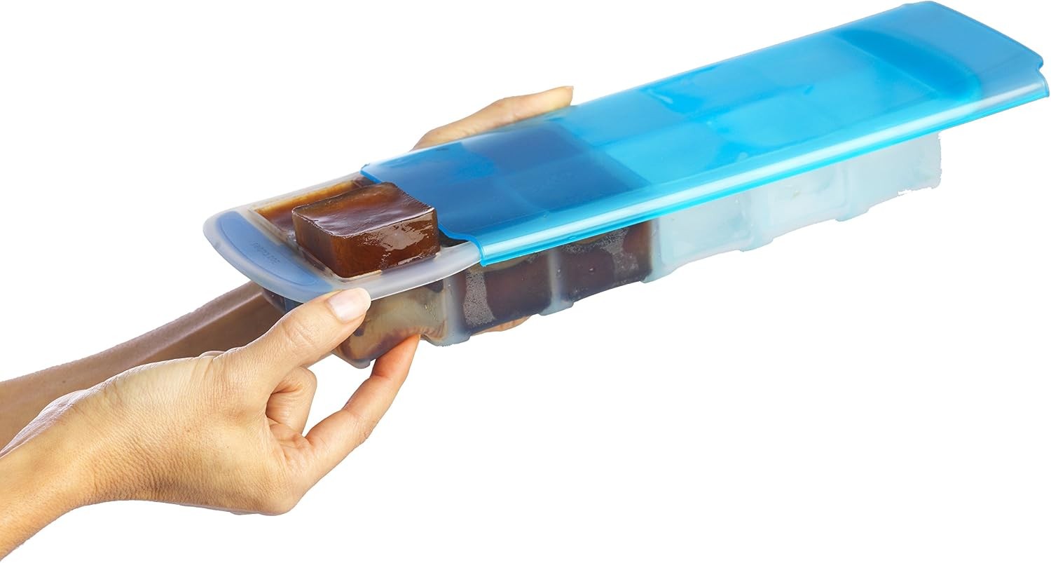 Touch Prep and Freeze Ice Tray, 2-oz. Cubes, Stackable with Slide-off Cover