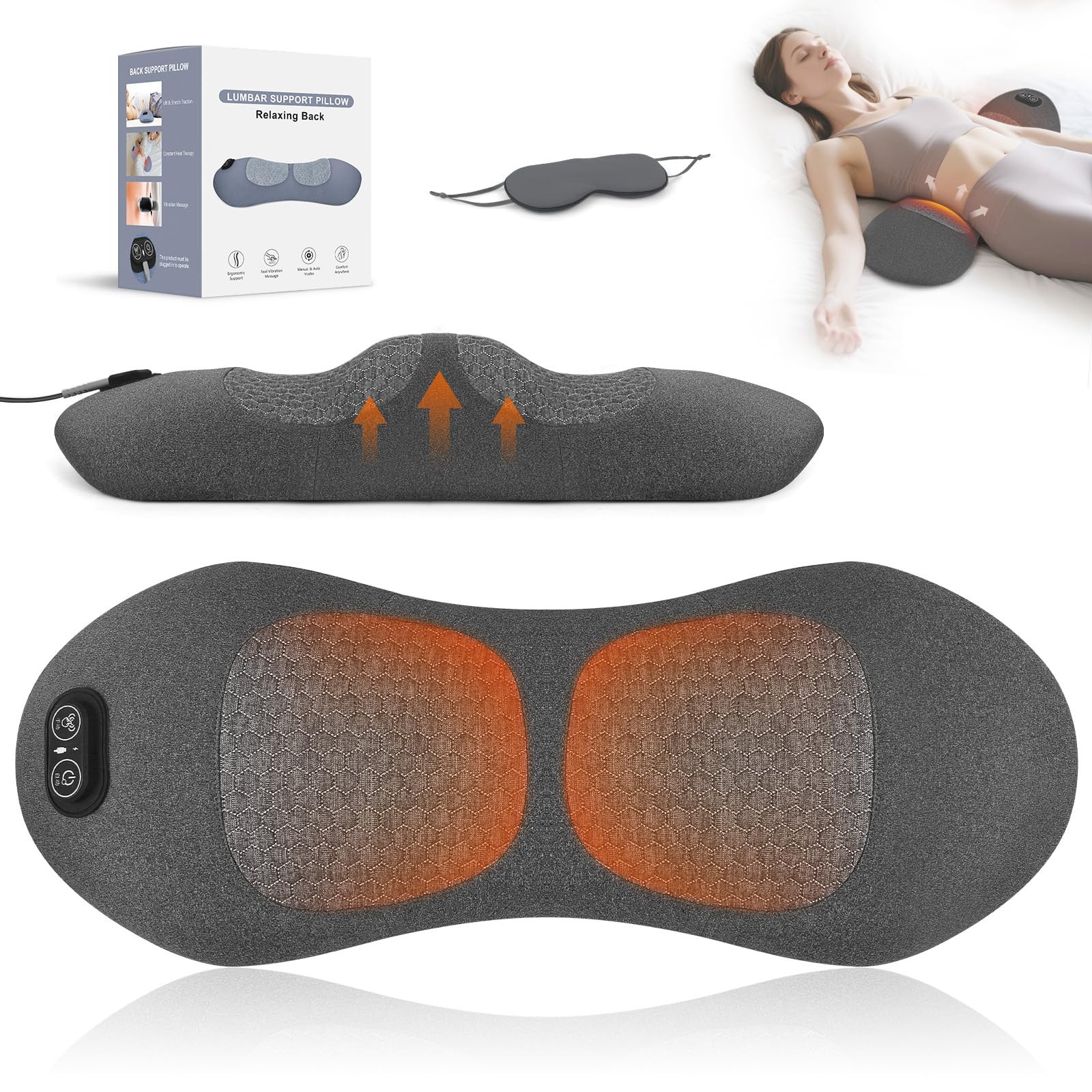 Sanivor 3 in 1 Lower Back Massager - Electric Lumbar with Heat,