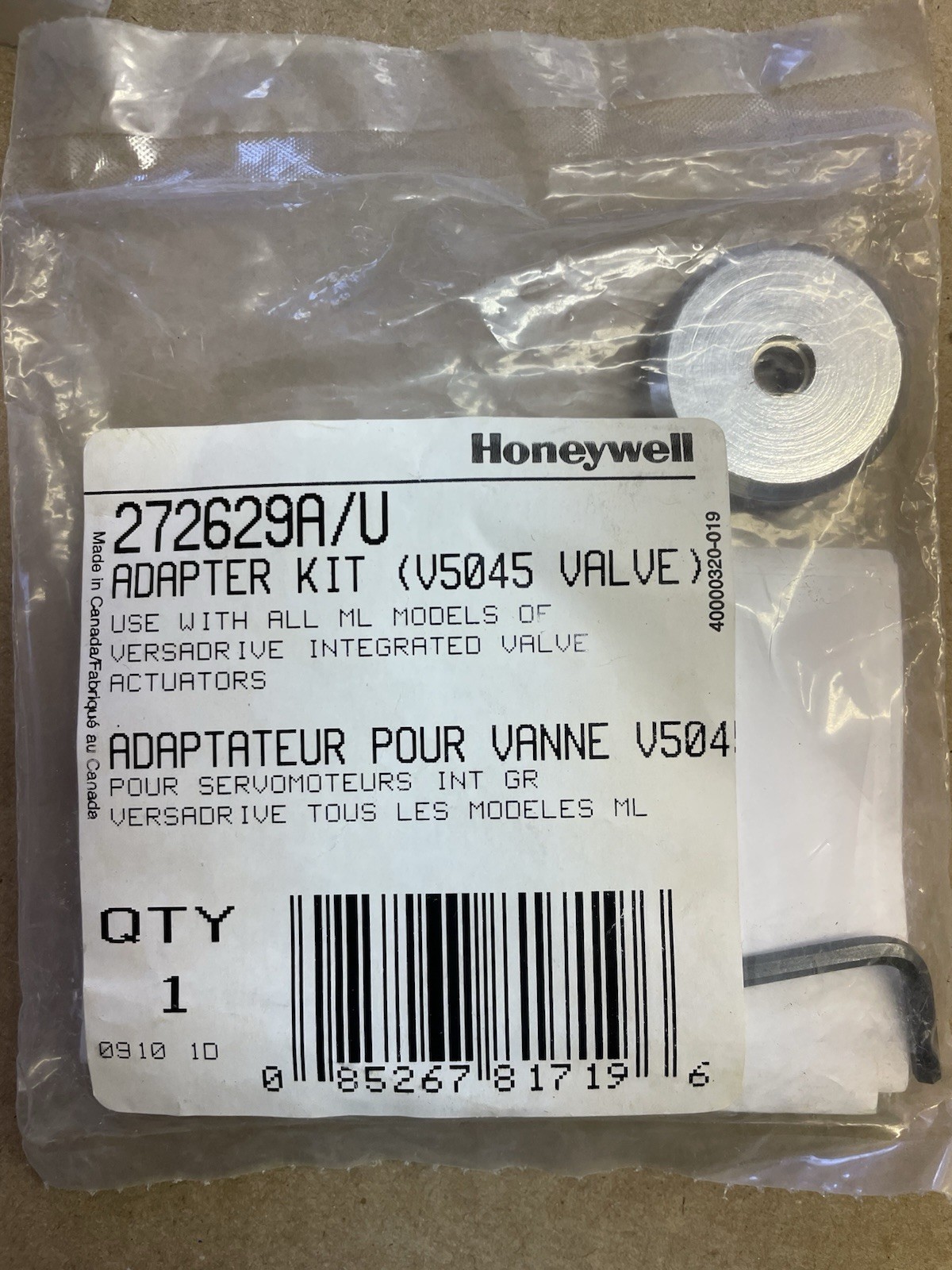 Honeywell Adapter Kit V5045 Valve Actuators 272629A/U VersaDrive ML Models