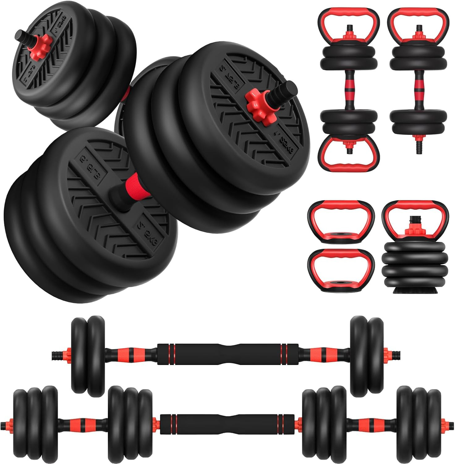 Adjustable Dumbbell, 20/30/40/60/80Lbs Dumbbells Set, 4-In-1 Free Weights for Wo