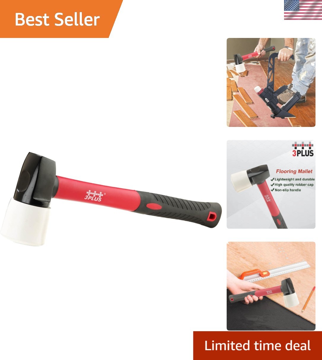 Replacement Flooring Mallet with Fiberglass Handle for Professionals and DIYers