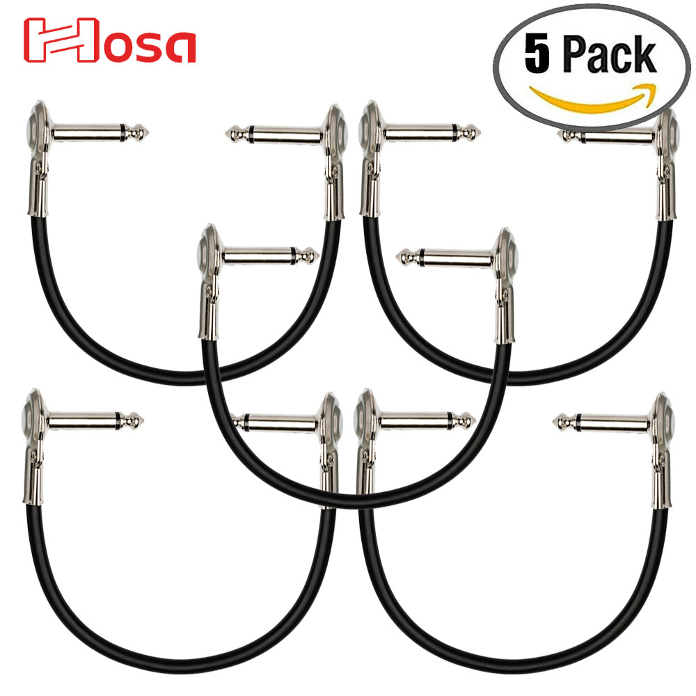 5-PACK Hosa 1FT IRG-101 Low-Profile Right Angle to Same Flat Pancake Patch Cable
