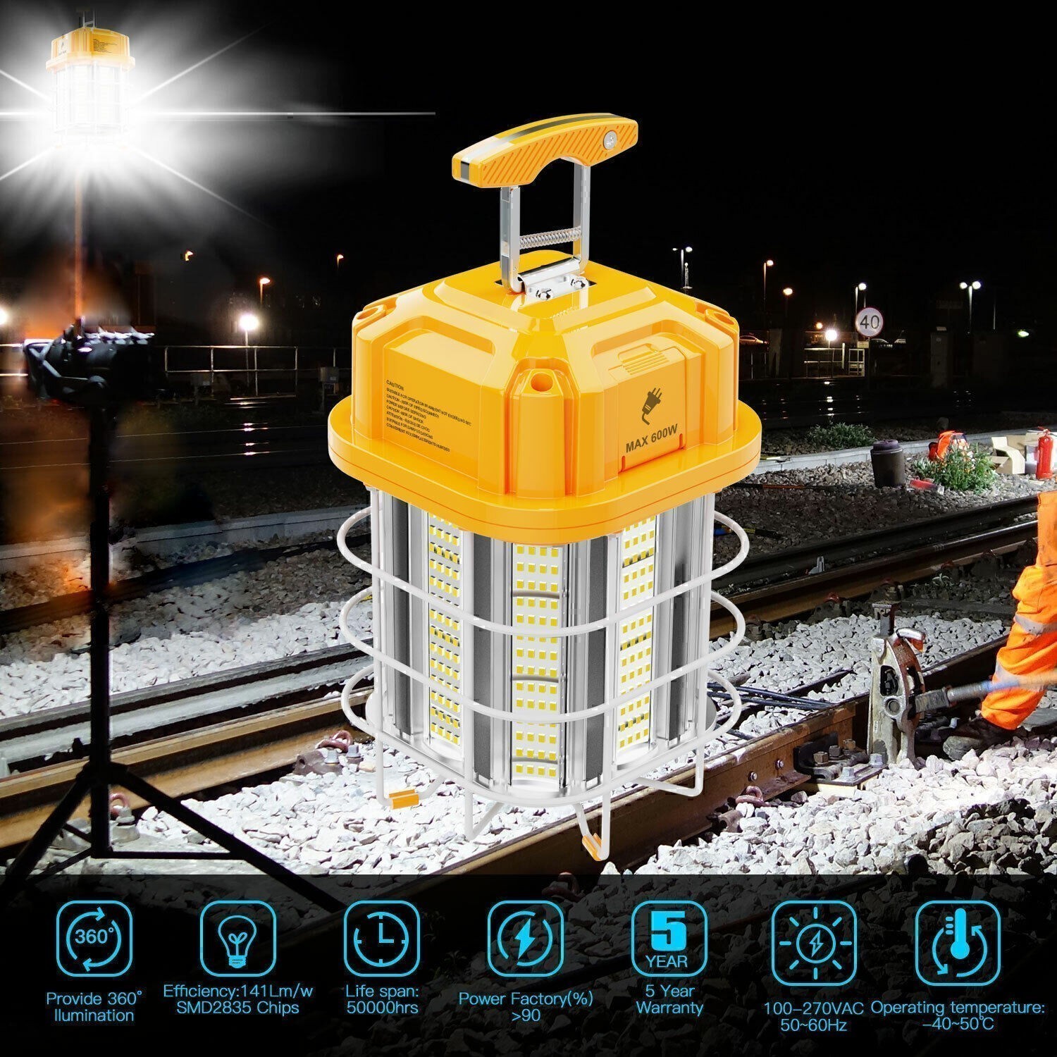 LED Jobsite Light 150W Linkable Temporary Work Construction Tunnel Hanging Lamp