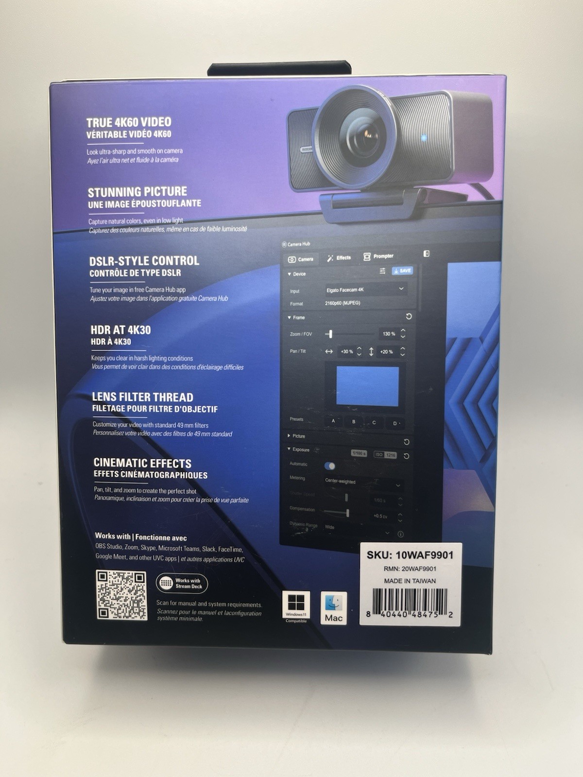 Elgato FaceCam Webcam - 60 fps - Black - USB 3.0 Type C