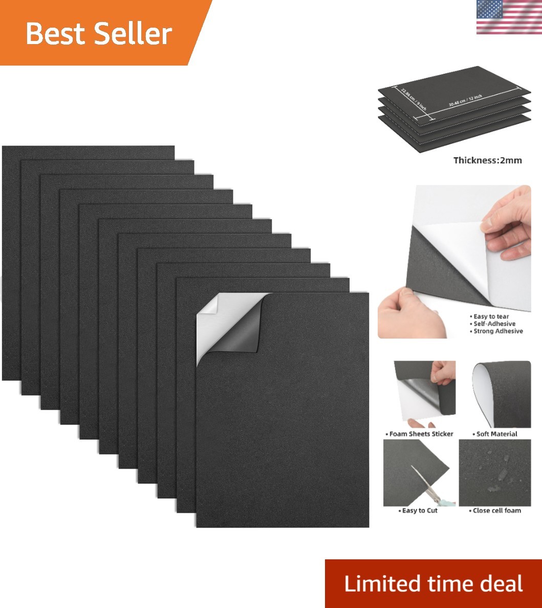 Versatile Black Sticky Foam Sheets 9x12 Inch - Perfect for Scrapbooking & DIY