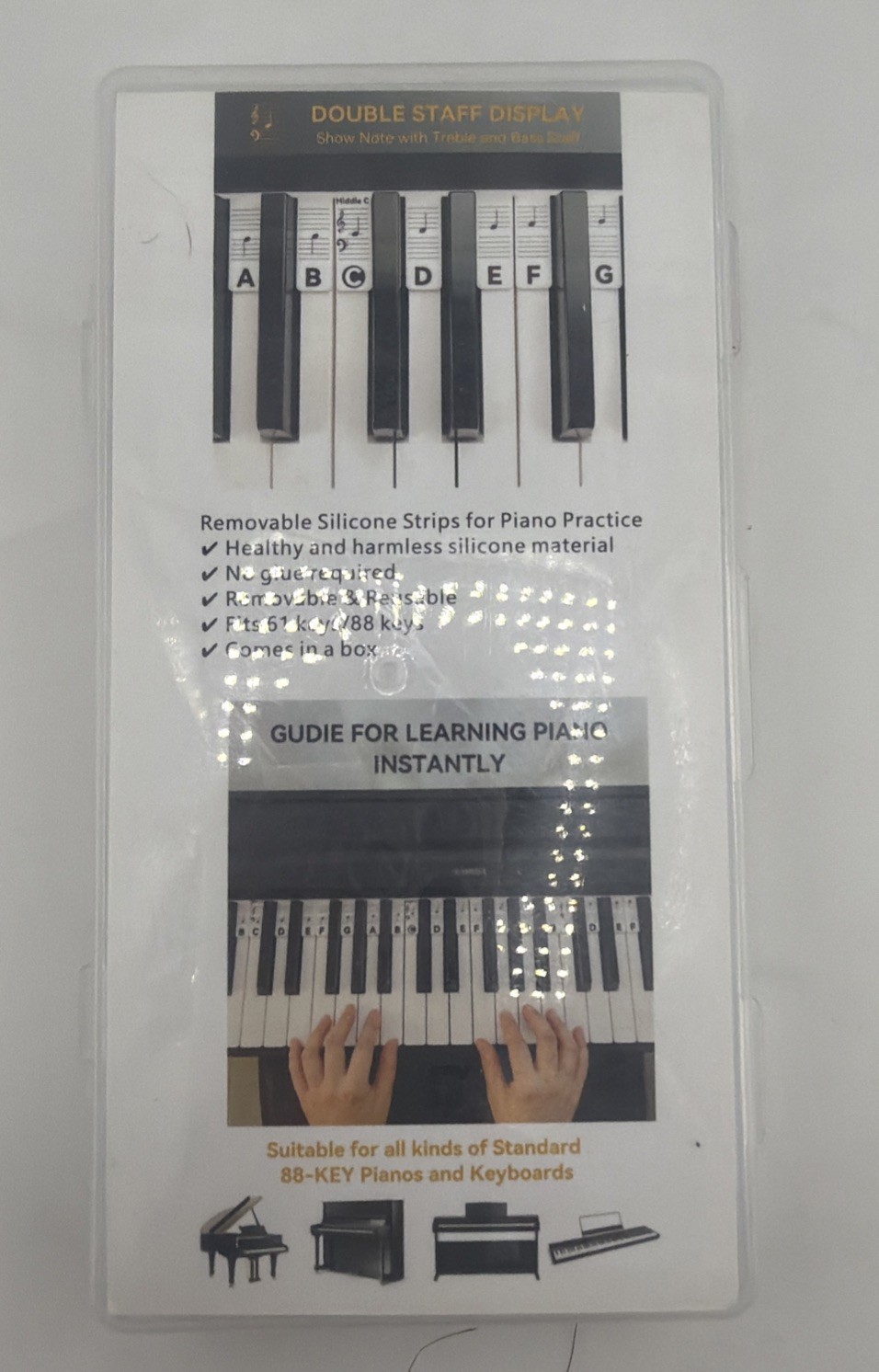Piano Notes for Beginners Removable 88-Key Labels 61-Key Silicone Keyboard Note