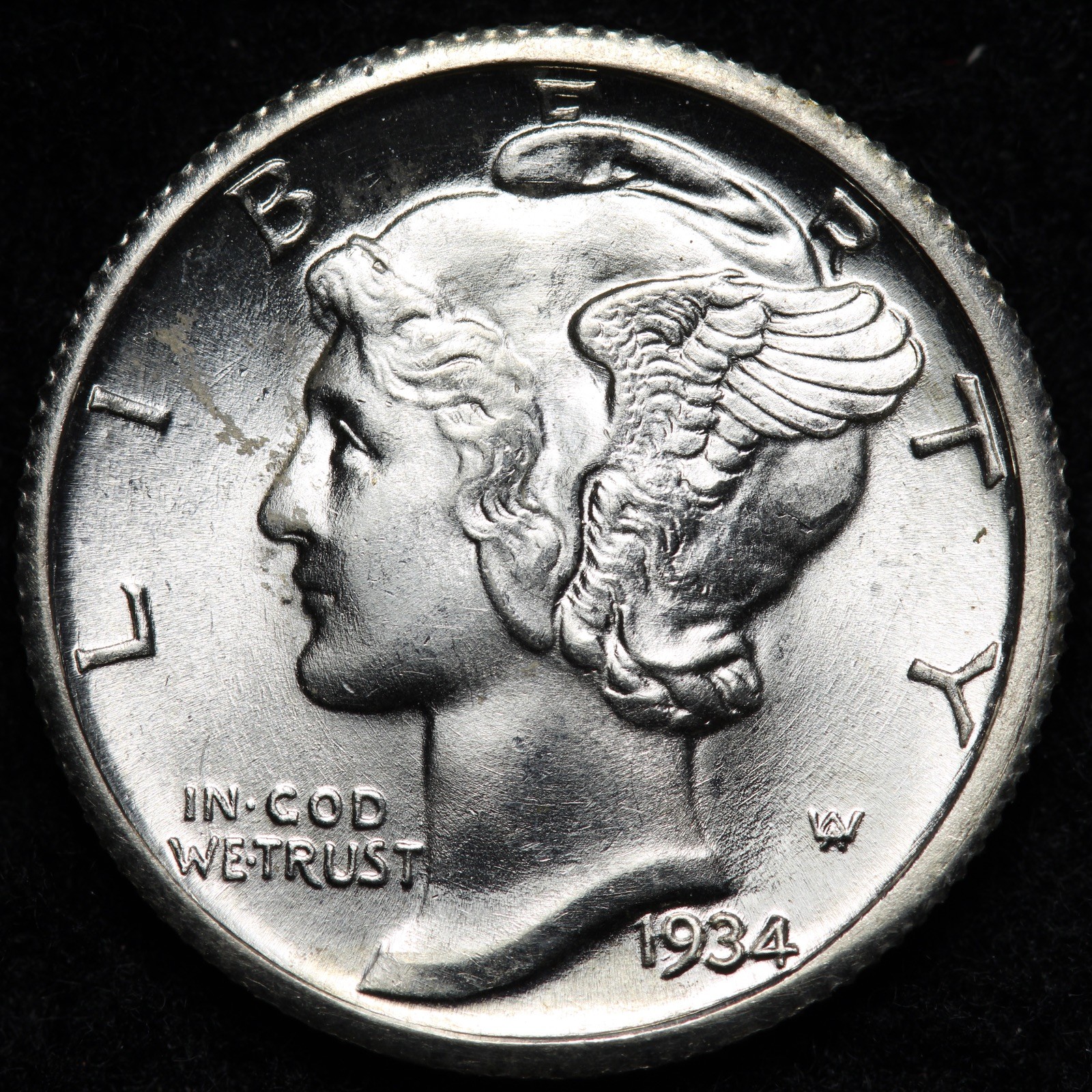 1934-D Mercury Silver Dime GEM BU *UNCIRCULATED* MS FULL BANDS FSB E290 TRCMK