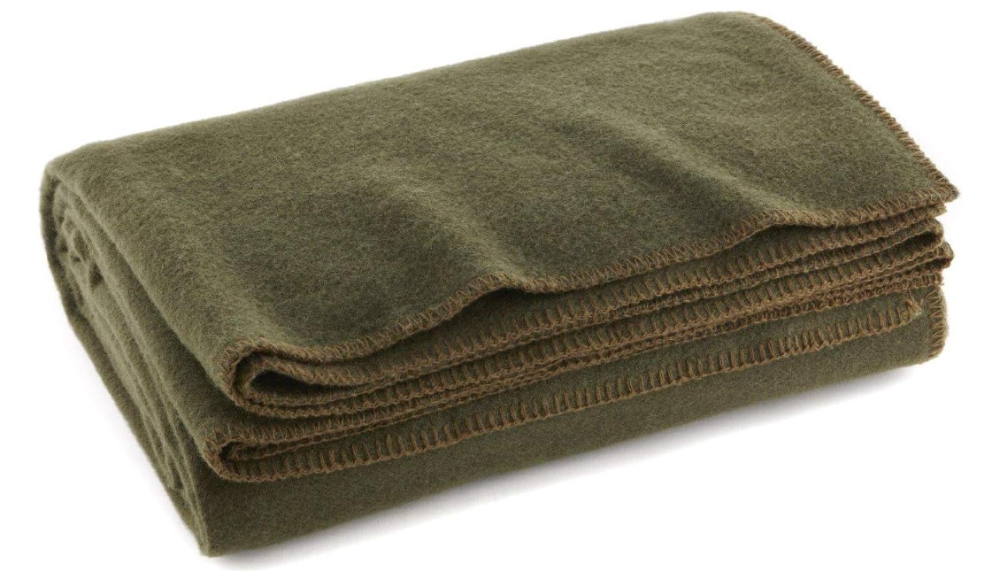 US Military Wool Blanket (80% Wool) Thick Washable 66" x 90" Heavy Wool Blanket