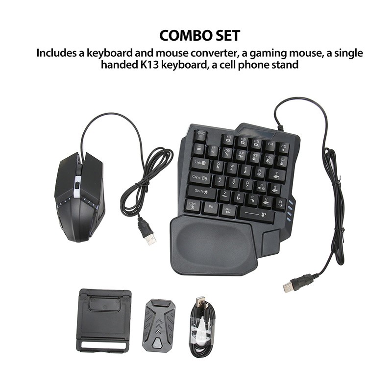 4-in-1 Mobile Game Accessory Pack Game Controller Keyboard Mouse Converter Combo