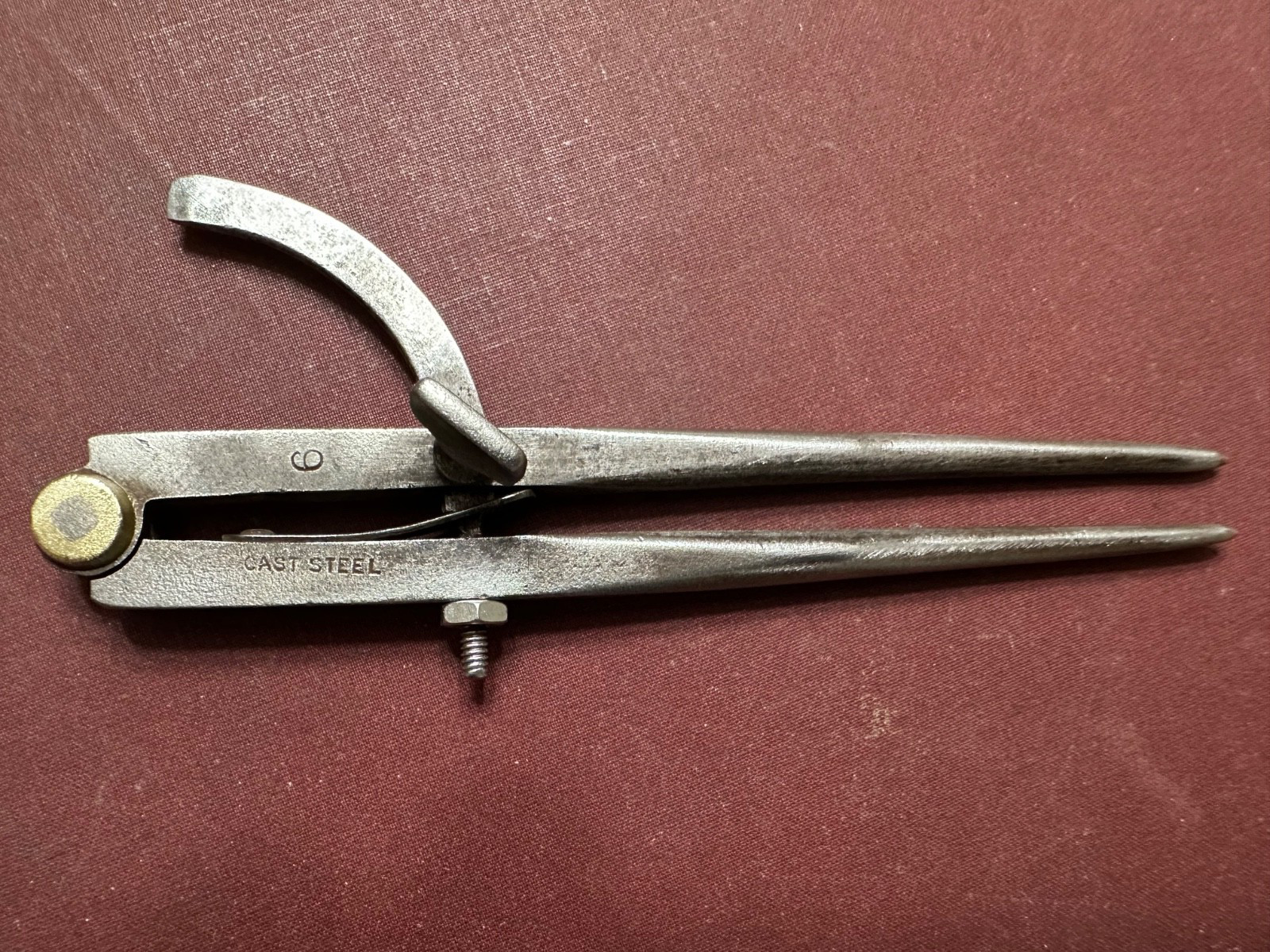 Vintage Rare W.D. WEST 6" Wing Divider Tool, Cast Steel, Brass Pivot