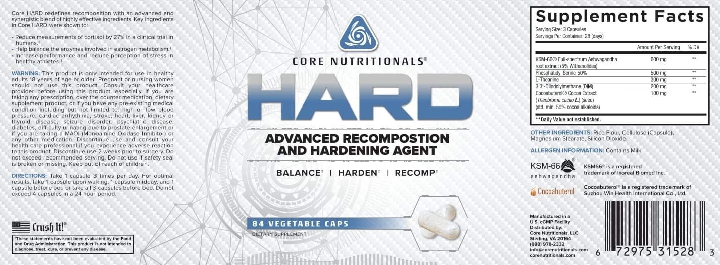 Core Nutritionals CORE HARD Advanced Recomposition & Hardening Agent - 84 Caps