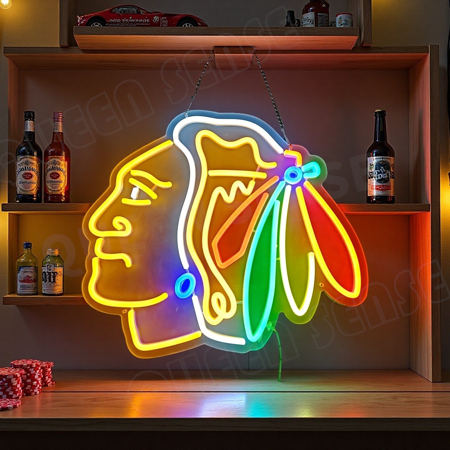 Chicago Blackhawks LED Neon Sign With Dimmer USB Powered Adjustable Light