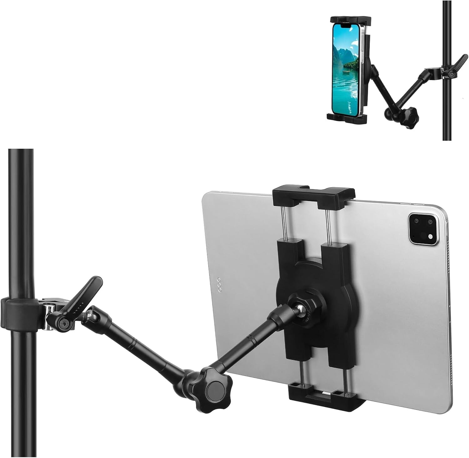 Tablet Holder for Microphone Stand/Mic Music Stand 4.7 - 12.9" Screen iPad Mount
