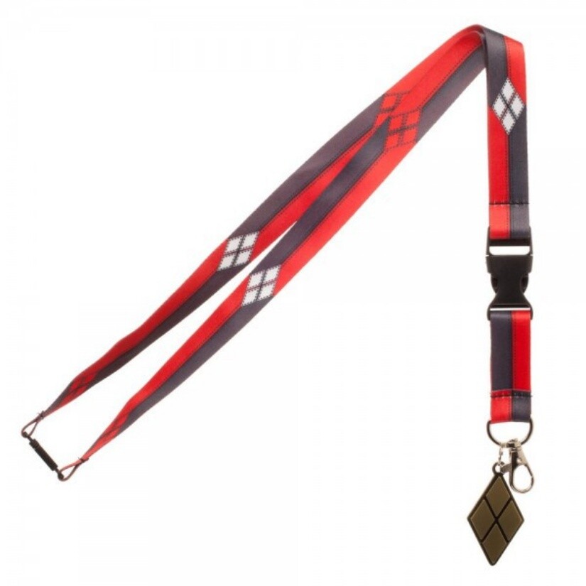 Harley Quinn Suit Up Costume Style Lanyard with Metal Diamond Logo Charm UNUSED