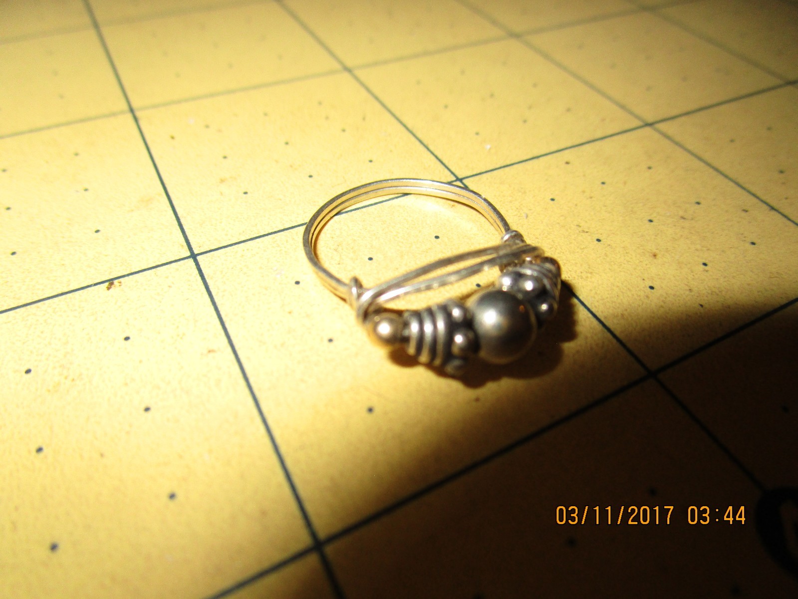 bead wire Bali Sterling Silver  Wrapped Ring sz 4.5