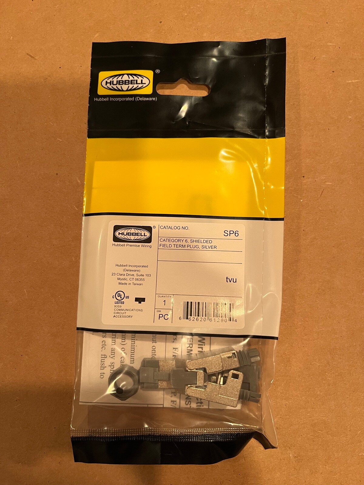 HUBBELL Shielded Field Term Plug, Silver SP6, NEW