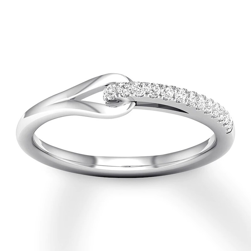Love Be Loved White 0.10 cttw Round Cut CZ Solid 925 Sterling Silver Ring