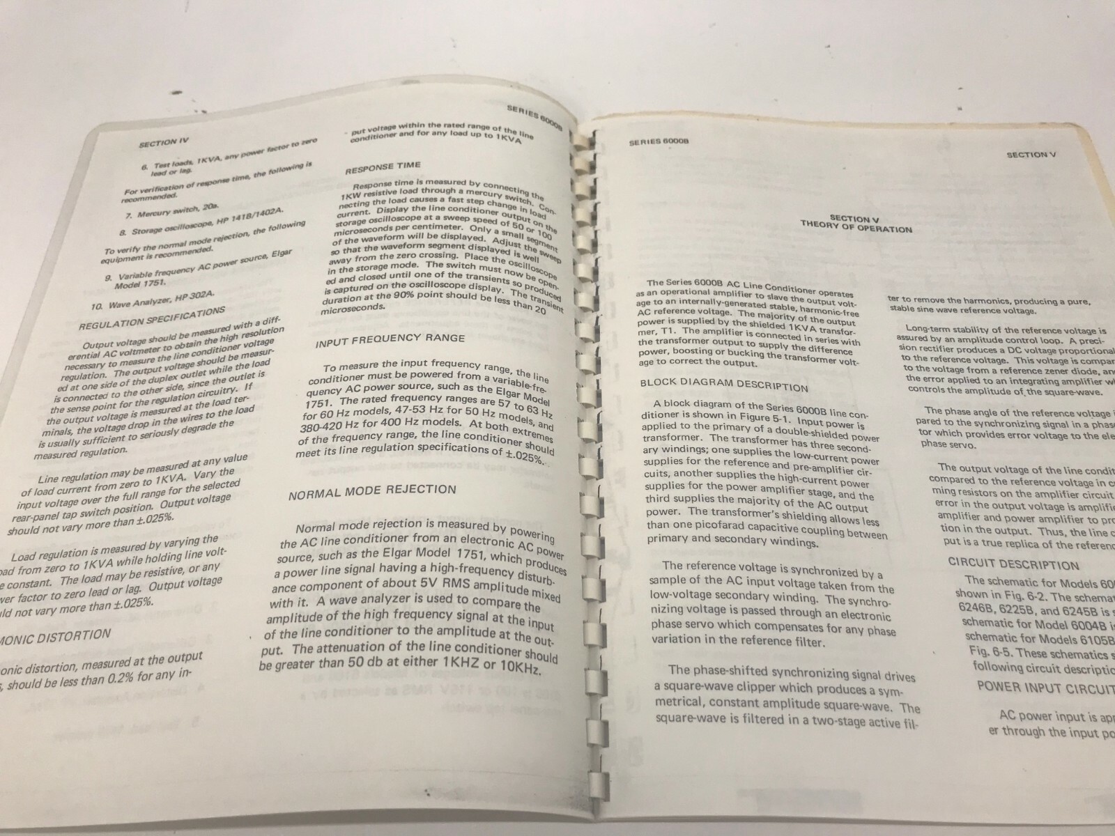 Elgar 6000B AC Line Conditioner Instruction Manual BR