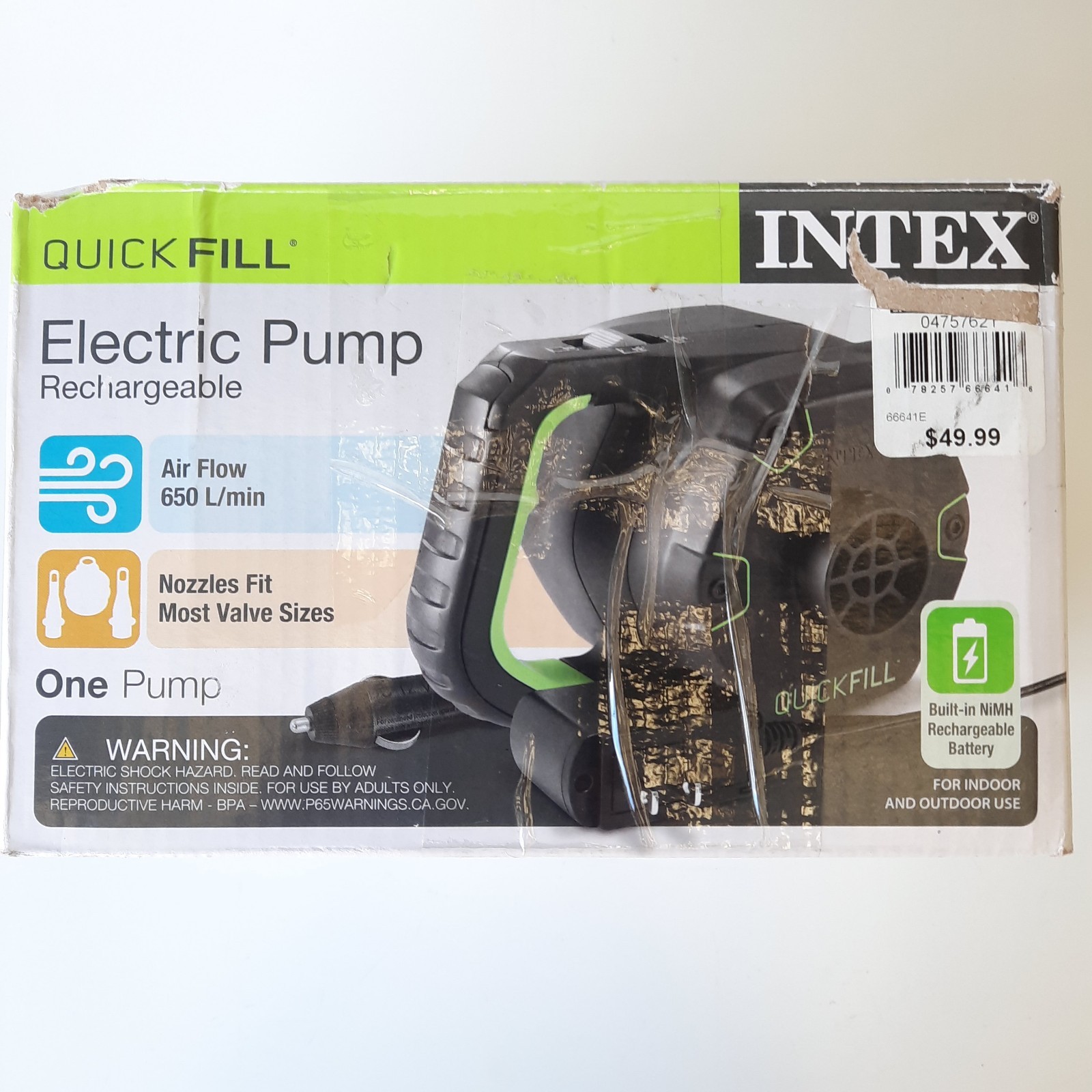 INTEX Gray 120V Cordless Quick Fill Air Pump 34.56 oz Camping C4