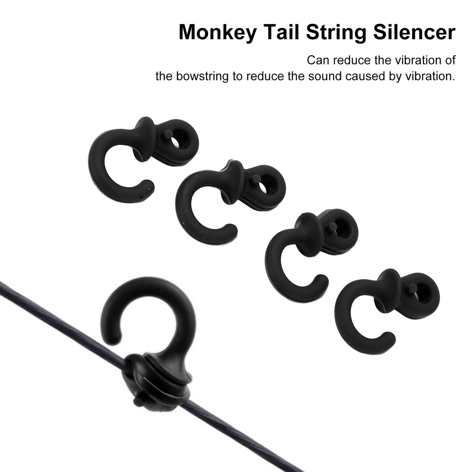 (Black)4Pcs Archery Bow String Silencers Monkey Tail Compound Bow String