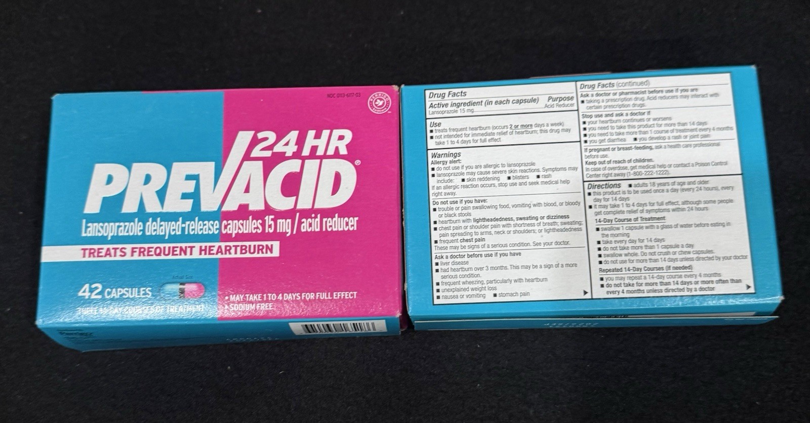 2 Pack Prevacid 24HR Heartburn Relief Acid Reducer 15 mg 2x42 Capsules  EXP:9/26