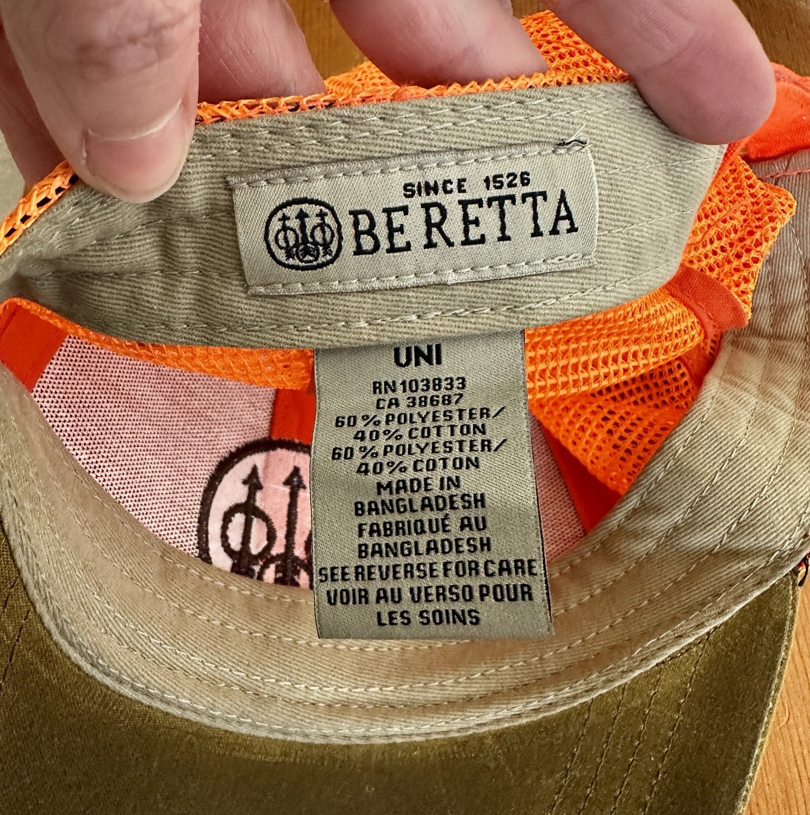 Beretta Men's Upland Trucker With Waxed Cotton Bill Tabacco/Blaze Orange Hat