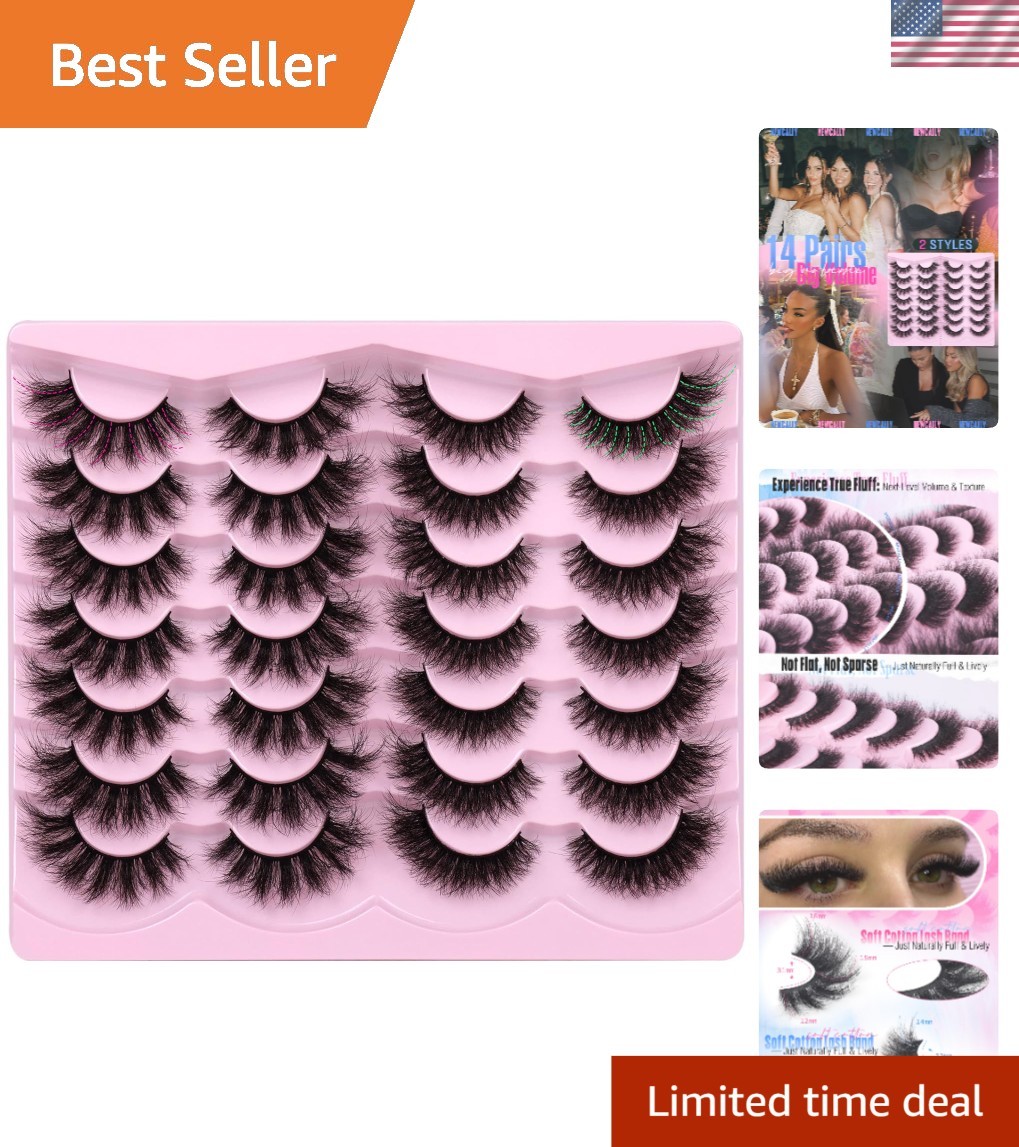 Dramatic 18MM Faux Mink Lashes 8D Volume - 14 Pairs Pack for Endless Beauty