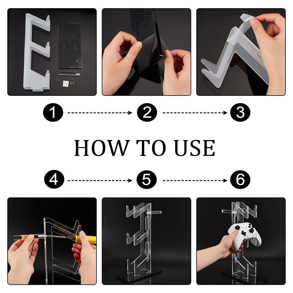 1set 3-Tier Transparent Acrylic Game Controller Display Stand Holders