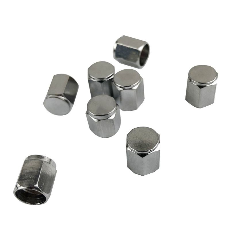 Brass (8 Pack) Tire for Valve Caps Silver Aluminum Hexagonal Cap